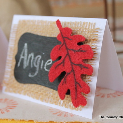 Burlap and Chalkboard Thanksgiving Place Cards