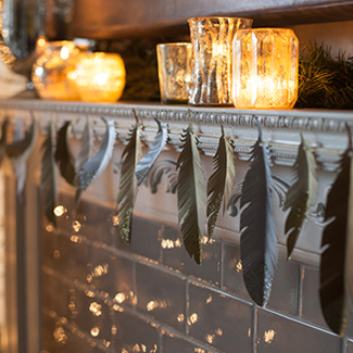 Paper Feather Glitter Garland
